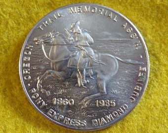 1935 Pony Express Trail Memorial Association Diamond Jubilee Commemorative Medal Token