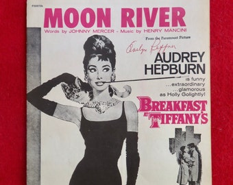 Breakfast At Tiffany's - Vintage 1961 Moon River Sheet Music Audrey Hepburn Cover