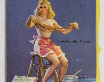 Vintage Elvgren Pin Up Girl Ink Blotter: 1950s Pioneer Salt Ad