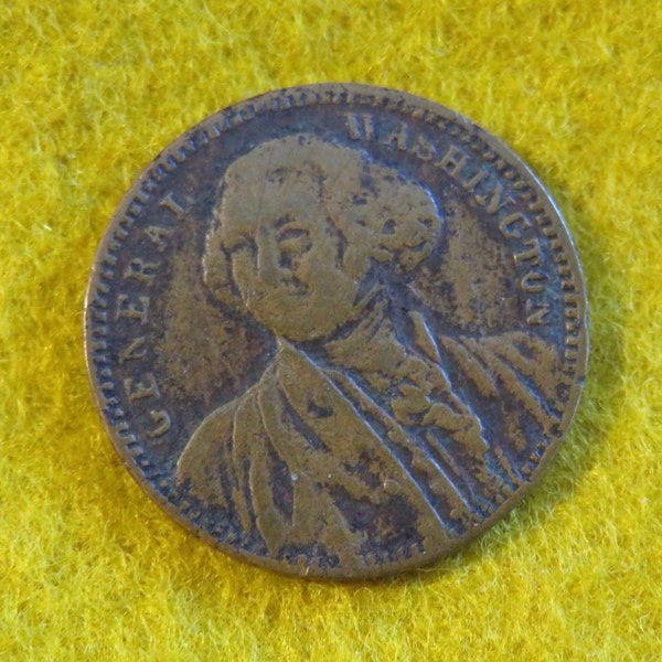 Antique 1900's General George Washington Spiel Munze Token Coin - German Play Money - In Unitate Fortitudo