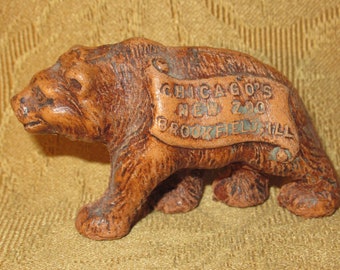 Scarce 1930's Chicago's New Zoo Brookfield Illinois Souvenir Bear Figurine