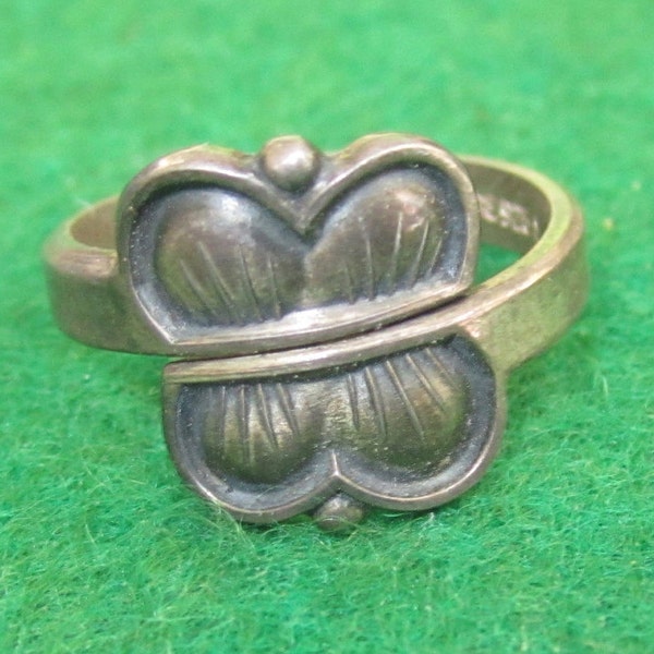 1950's Mid Century Aksel Holmsen Norway Modernist Butterfly Sterling Silver Ring - Free Shipping