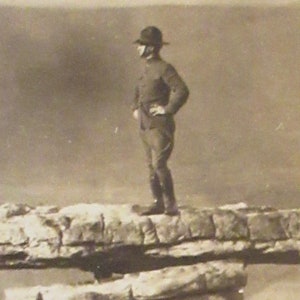 On Top Of The World - 1910&#39;s WWI Era Soldier Atop The World Snapshot Photo