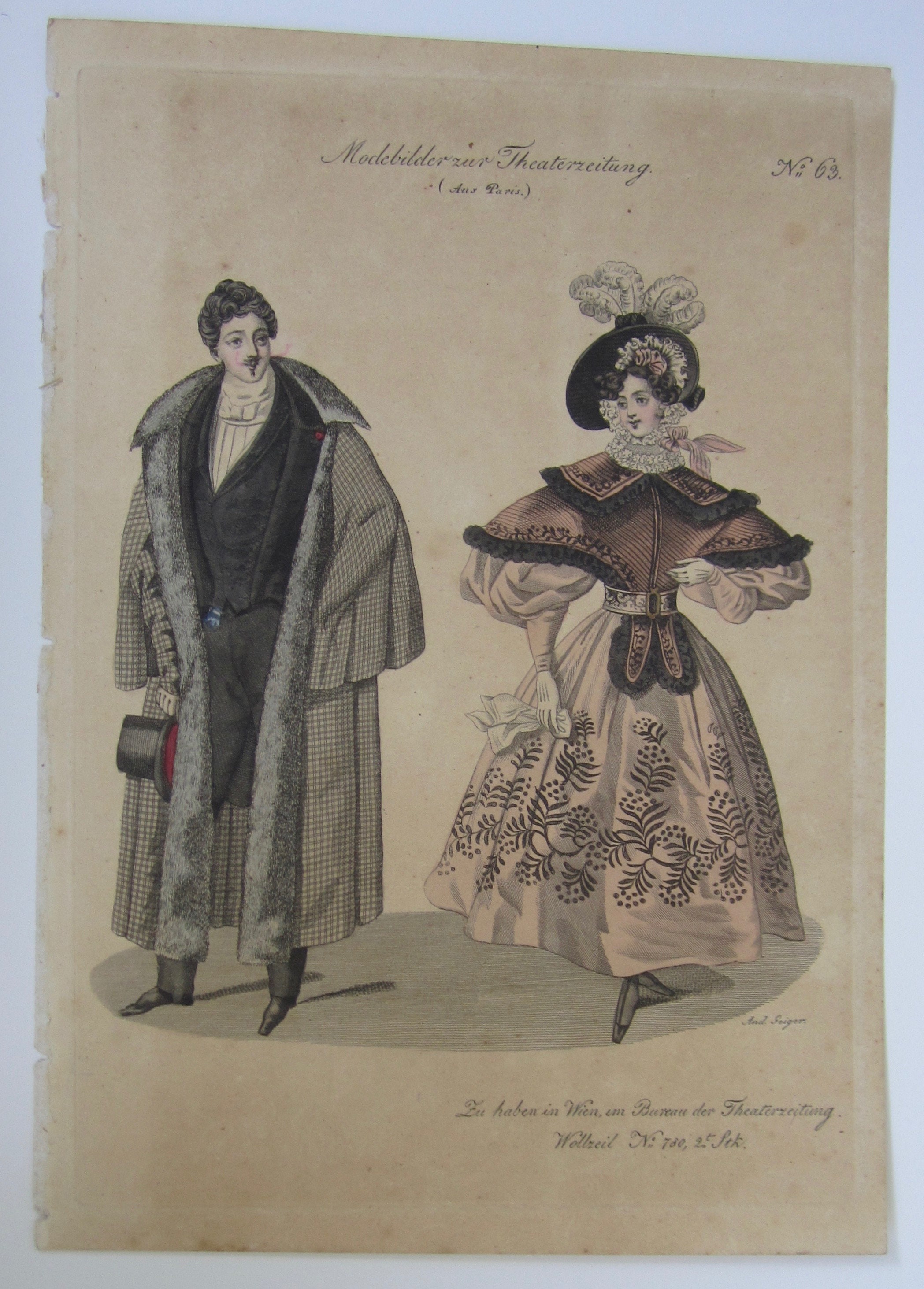 1800s German Fashion Engraving: Hand-colored Theatrical Print - Etsy