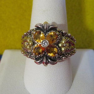 Awesome Barbara Bixby Sterling Silver 18 Karat Gold Floral