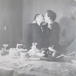 1950s Anniversary Kissing Couple Snapshot Photo