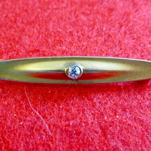 Victorian 14k Gold Bar Brooch with Old Mine Cut Diamond