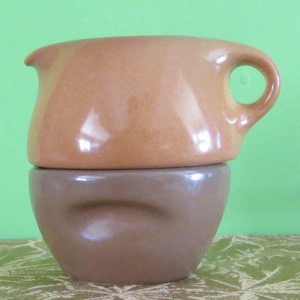 Awesome 1950's Eames Era Russel Wright Casual China Iroquois Creamer and Sugar Bowl - Apricot/Nutmeg - Free Shipping