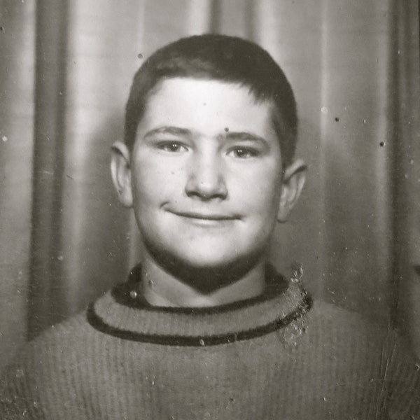 1950's Young Boy Flashes His Smile Photo Booth Photo - Free Shipping