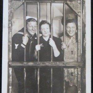 The Marine, The Sailor and The Wife World War II Era 1940's Tiajuana Jail Real Photo Postcard Free Shipping image 2