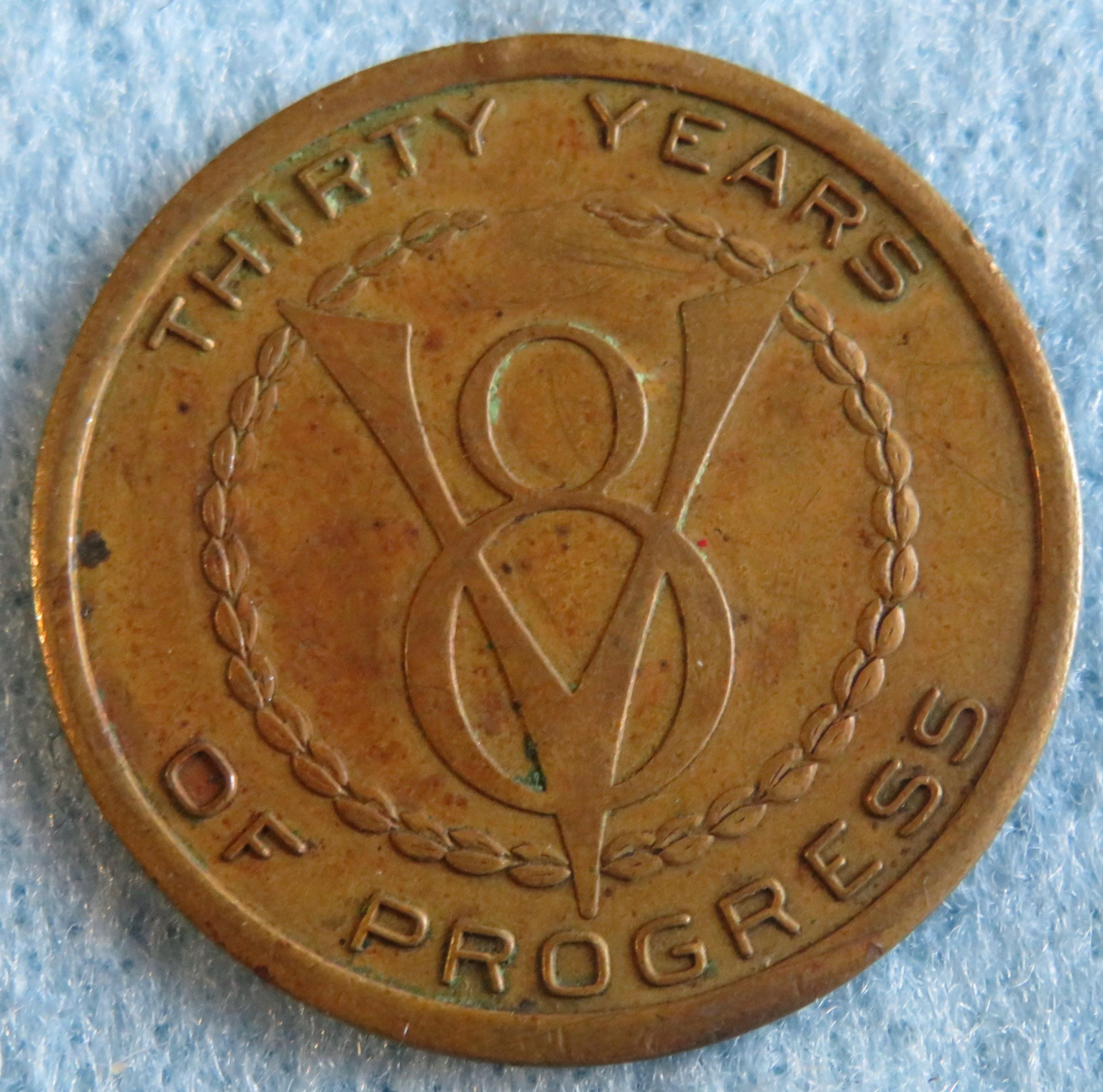 1903 - 1933 Vintage Ford V8 Brass Coin Medal Token 30 Years