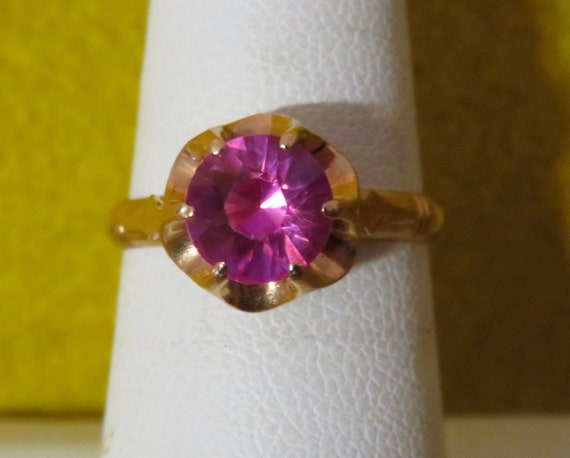 Amazing 1960's Pink Ruby 14 Karat Yellow Gold Lad… - image 1