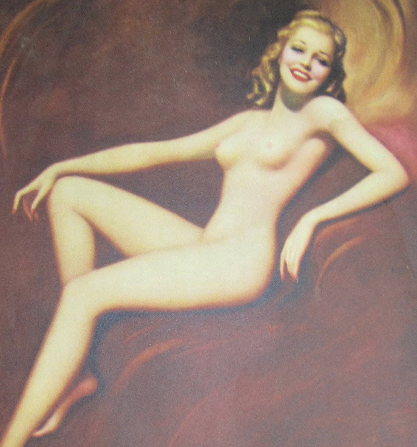 1400px x 1500px - Beautiful 1940's Nude Pin up Girl Calendar Art Print Free Shipping - Etsy UK