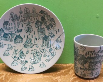 Vintage Nymolle Art Faience Hoyrup Made In Denmark Limited Edition 4006 Demitasse Cup and Saucer - Free Shipping