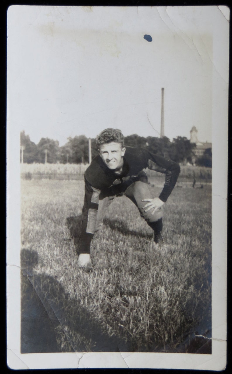 Athletic 1930's American Football Player Snapshot Photo Free Shipping image 3