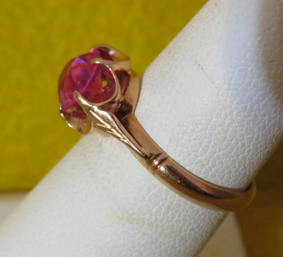 Amazing 1960's Pink Ruby 14 Karat Yellow Gold Lad… - image 5