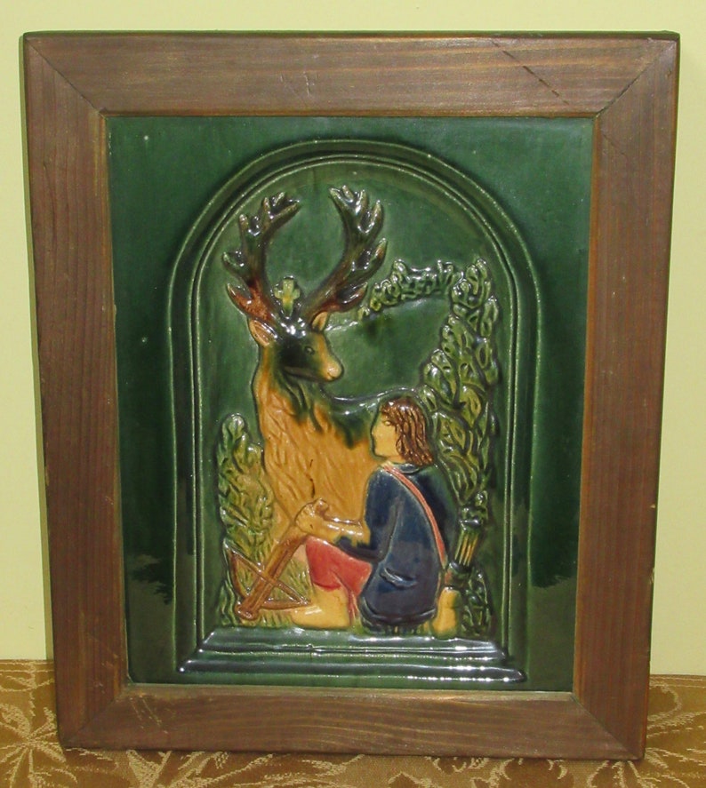 Antique St Hubert Patron Saint of Hunters Archer Kneels Etsy