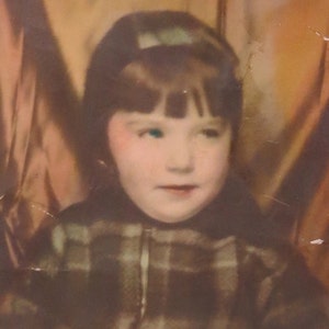 Hand Tinted 1940s Photo Booth Photo: Adorable Little Girl