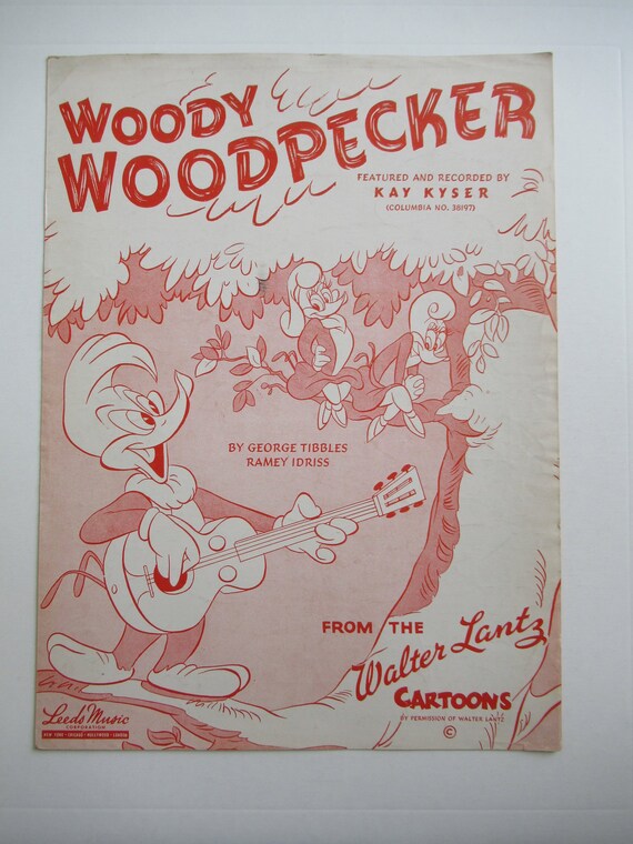 Vintage 1948 Woody Woodpecker Sheet Music Walter Lantz Free | Etsy