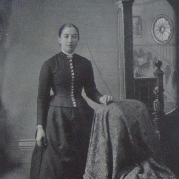 A Buttoned Down Life - Original 1880's Pretty Young Woman Tintype Photograph - Free Shipping