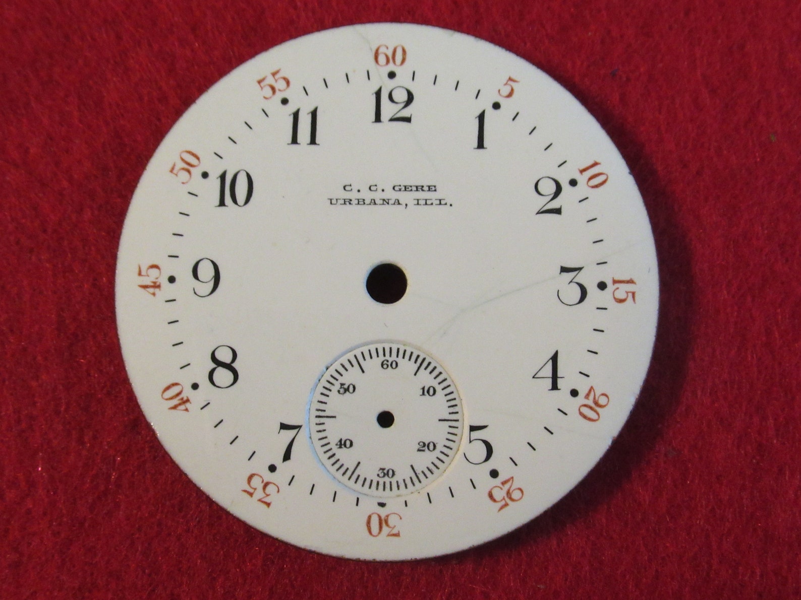 Original Pocket Watch Face Replacement CC Gore Urbana Illinois Etsy