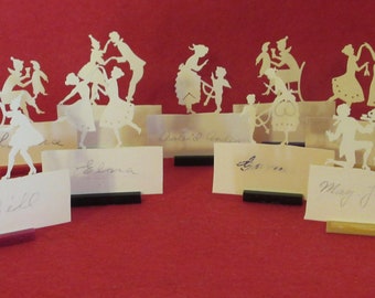 1930s Celluloid Die Cut Place Card Holders - Set of 9