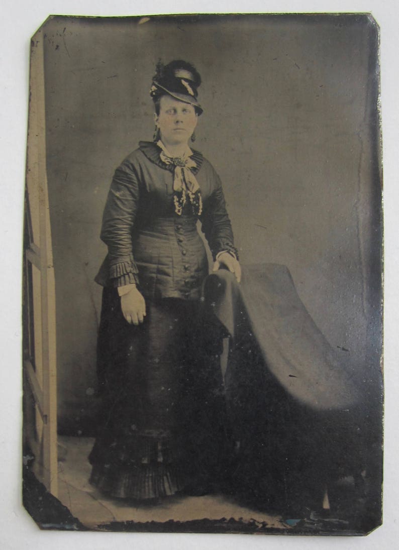 Do You Like My Hat Original 1880's Tired Womanand Her New Hat Tintype Photograph Free Shipping image 4