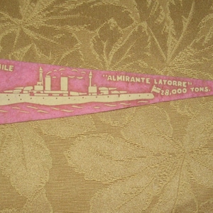 Vintage 1910s Felt Pennant: Chile Almirante Latorre Battleship