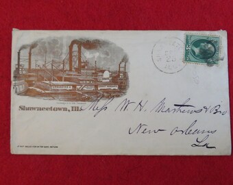 1880s Shawneetown Illinois Steamship Advertising Stamp Cover