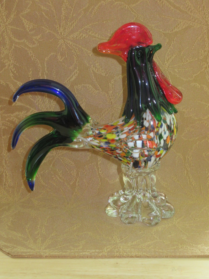 Vintage Large Heavy Murano Millefiori Art Glass Rooster Etsy