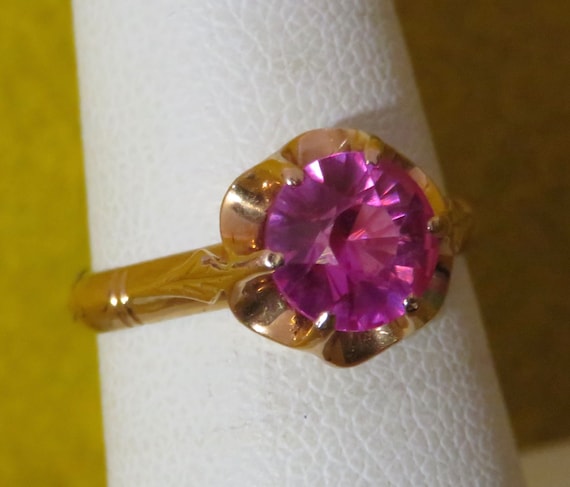 Amazing 1960's Pink Ruby 14 Karat Yellow Gold Lad… - image 6