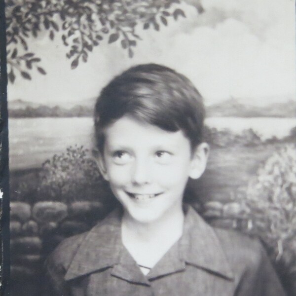 1940's Mischievous Young Boy Flashes His Smile Photo Booth Photo - Free Shipping