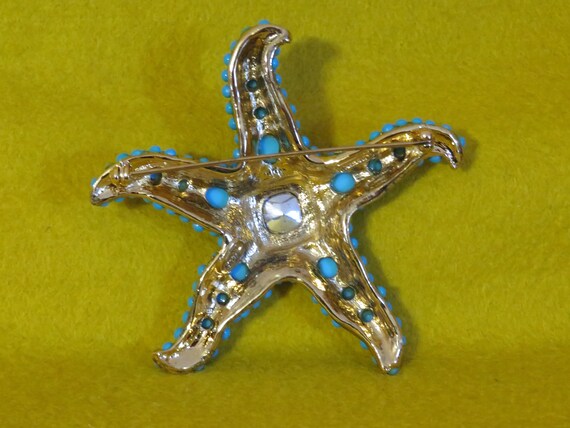 KJL Kenneth Jay Lane Blue Turquoise Starfish Broo… - image 7
