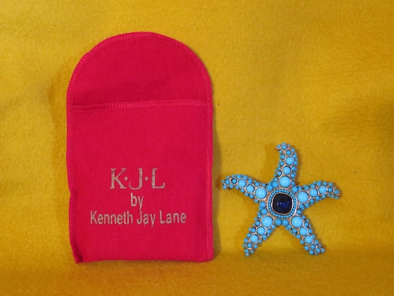 KJL Kenneth Jay Lane Blue Turquoise Starfish Broo… - image 2