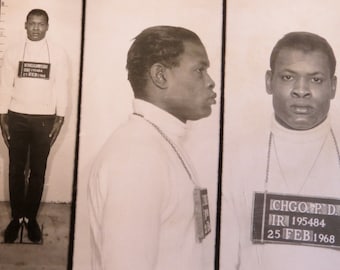 Original 1968 Chicago Police Black African American Mugshot Photograph - Free Shipping