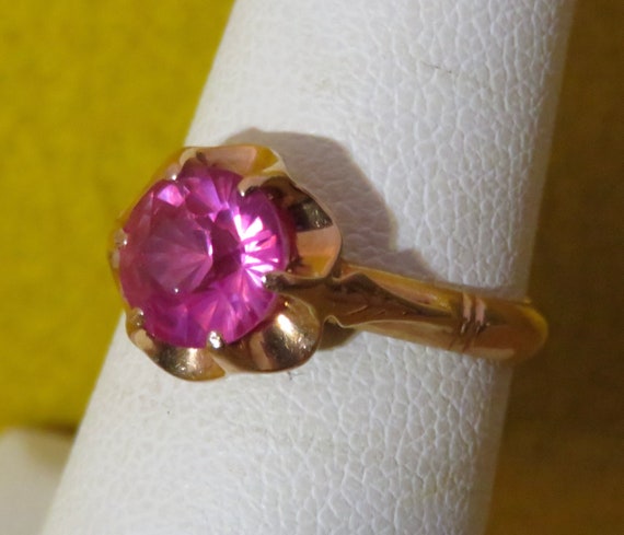 Amazing 1960's Pink Ruby 14 Karat Yellow Gold Lad… - image 8