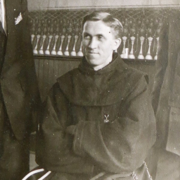 Handsome 1910's Catholic Monk in Robe RPPC Real Photo Postcard - Free Shipping