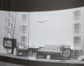 Mid Century 1958 Department Store Furniture Window Display Snapshot Photograph - Free Shipping