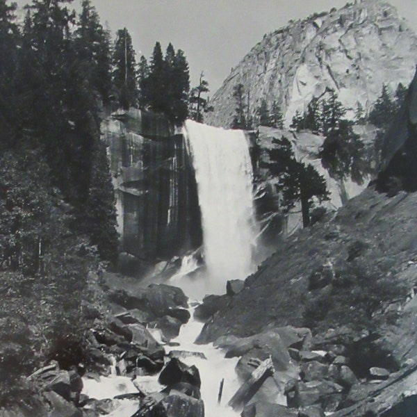 Vernal Falls - Ansel Adams (1902-1984) Best's Studio Yosemite National Park, CA 5 x 7 Photograph - Back Stamped Circa 1940