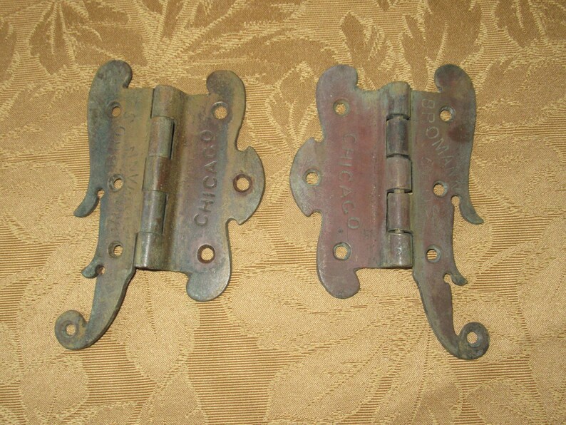Set of 2 Antique Heavy Duty Brass Door Hinges Bromann Bros. Etsy