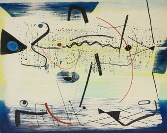 Original 1950&#39;s Stanley Kazdailis Abstract Modernist Painting Chicago School of Design
