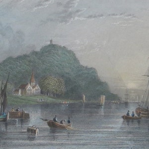 1830s Erith At Kent Hand-Colored Engraving by Tombleson