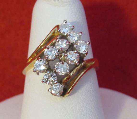 Vintage 1970's Ladies 14 kt Diamond Cocktail Ring… - image 2