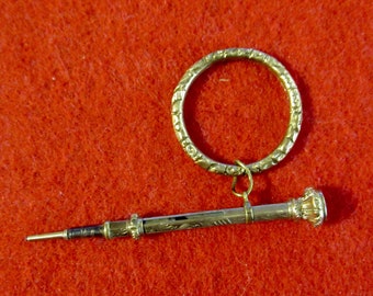 Rare Victorian Telescopic Pencil, FAIRCHILD, Gold Enamel Swiss