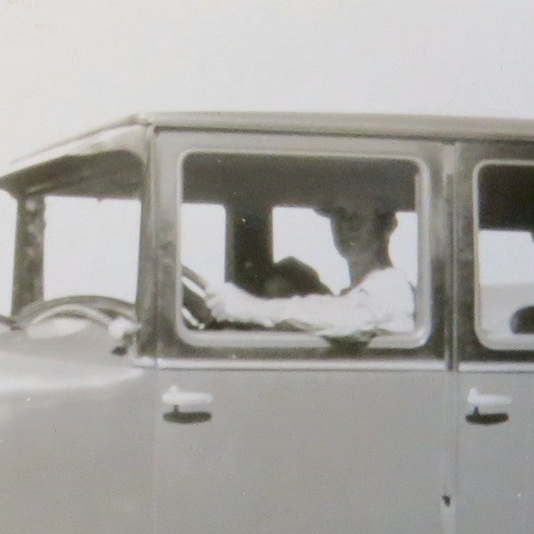 Interesting 1930's Man Shows Off His Stylish Fancy Car Snapshot Photo - Free Shipping