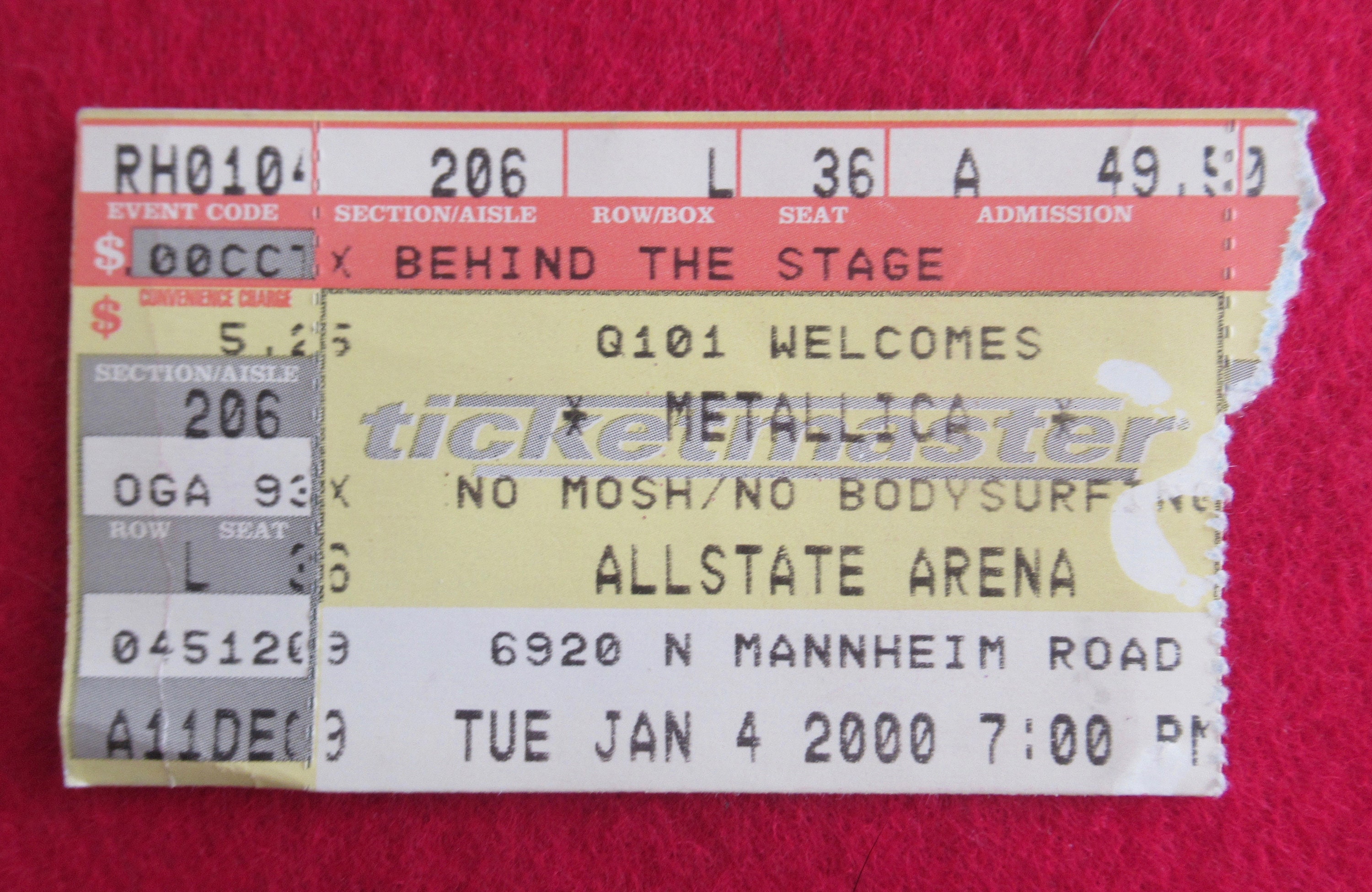 2000 Metallica Rock & Roll Concert Ticket Stub - Allstate Arena - Etsy