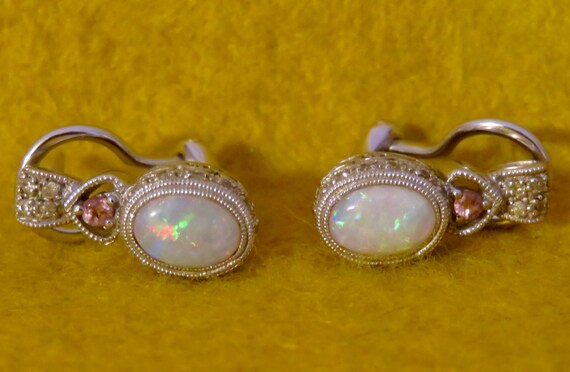 Gorgeous Opal 14 Karat White Gold Pierced Button … - image 5