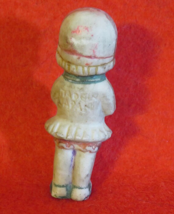 Adorable 1920's Little Flapper Girl With Flowers Bisque Toy
