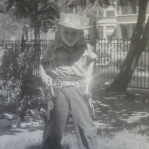 1950s Cowboy Snapshot Photo: Little Gunslinger