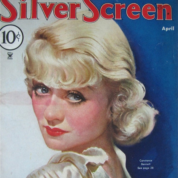 Original April 1935 Constance Bennett Silver Screen Magazine Cover - Hollywood's Golden Age